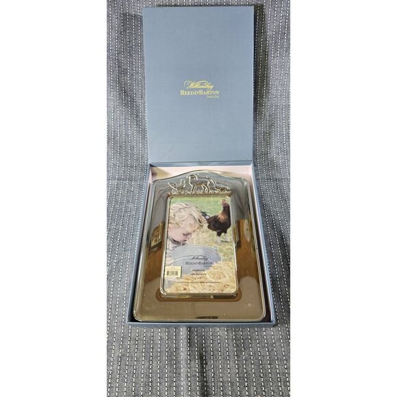 Williamsburg Reed & Barton Silverplate 4x6 "Farmyard Friends" Picture Frame - Picture 2 of 7